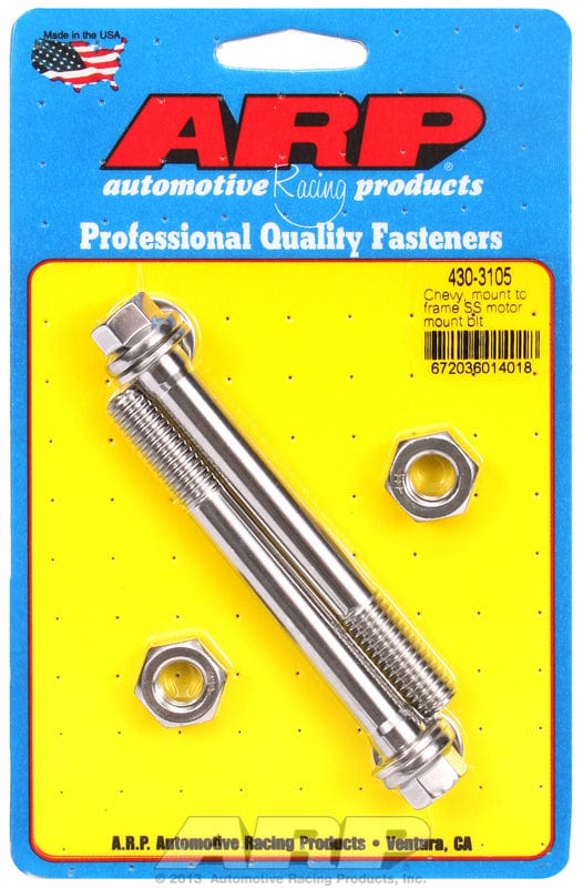 ARP fits SB/BB Chev & V6 Chev (Mount TO Frame) ARP fasteners Motor Mount Bolt Kit, Hex Head S/S AR430-3105 SR