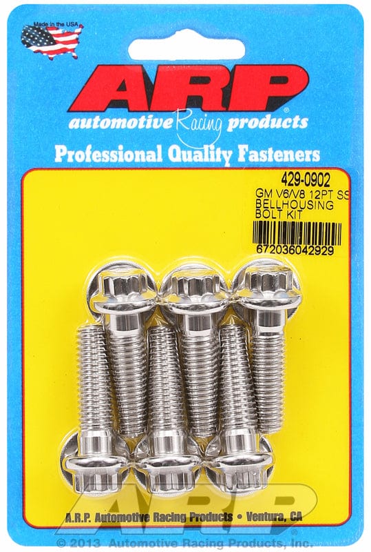 ARP fits SB/BB & V6 Chev, 3/8-16 Thread x 1.375" UHL ARP fasteners Bellhousing Bolt Kit, 12-Point S/S AR429-0902 SR