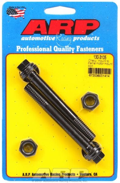 ARP fits SB/BB & V6 Chev (Mount To Frame) ARP fasteners Motor Mount Bolt Kit, Hex Head Black Oxide AR130-3105 SR