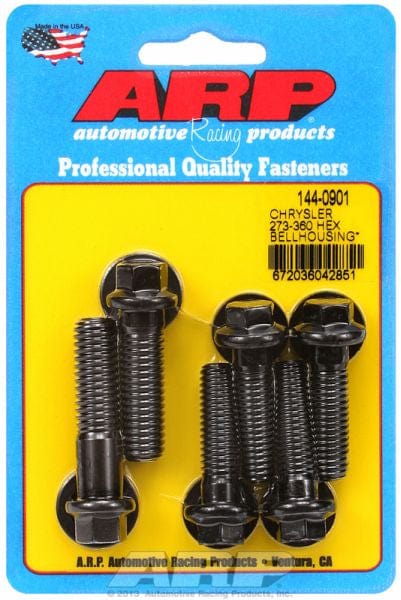 ARP fits SB Chrysler 3/8-16 Thread x 1.375" UHL x 7/16-14 x 1.500"/1.750" ARP fasteners Bellhousing Bolt Kit, Hex Nut Black Oxide AR144-0901 SR