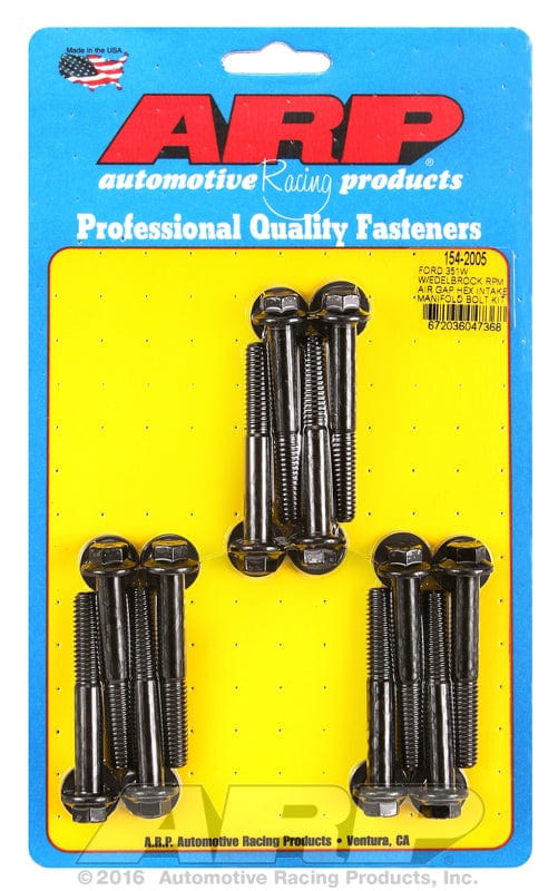 ARP fits SB Ford 351 Windsor With Edelbrock RPM Air Gap ARP fasteners Intake Manifold Bolt Kit Hex Head, Black Oxide AR154-2005 SR