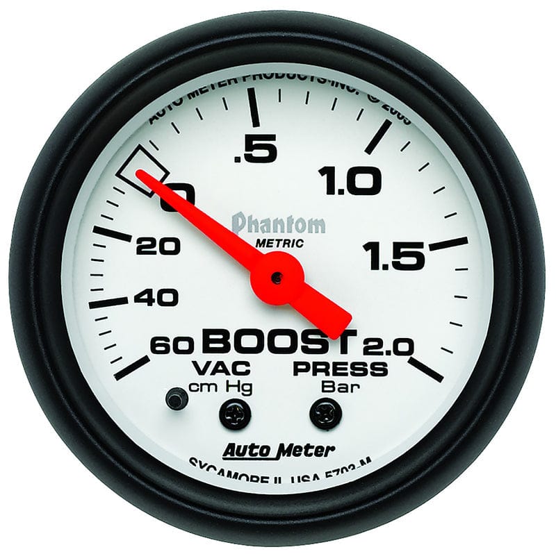 Auto Meter 2-1/16", Full Sweep Mechanical, 60 cm.Hg - 2.0 bar Auto Meter AU5703-M - PHANTOM 2-1/16" BOOST/VAC SR