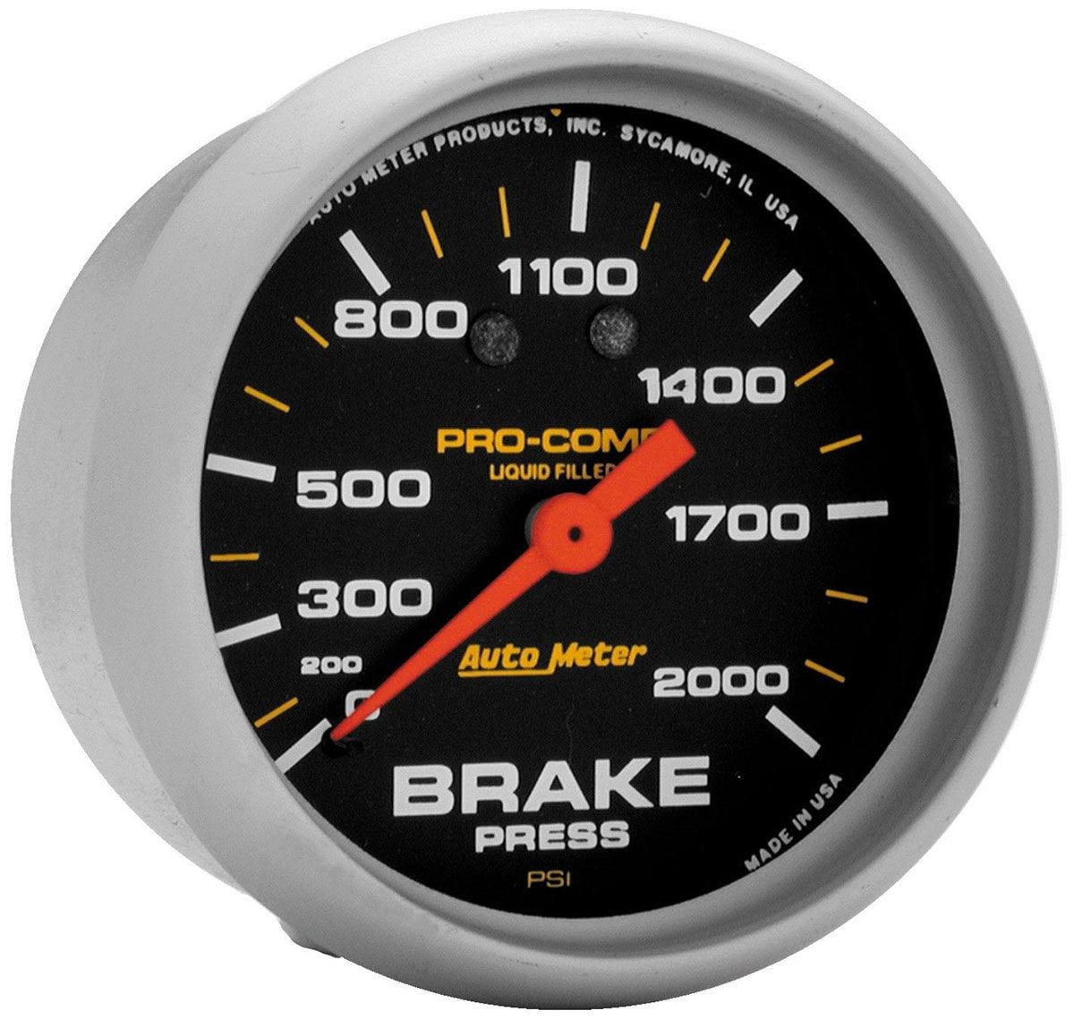 Auto Meter 2-5/8", Liquid Filled Mechanical, 0-2000 psi Auto Meter Pro-Comp Series Brake Pressure Gauge AU5426 SR