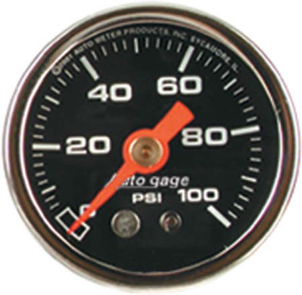 AUTOMETER 1-1/2", Full sweep Mechanical, Black Dial Face, 0-100 psi Auto Meter Auto gage Series Fuel Pressure Gauge AU2174 SR