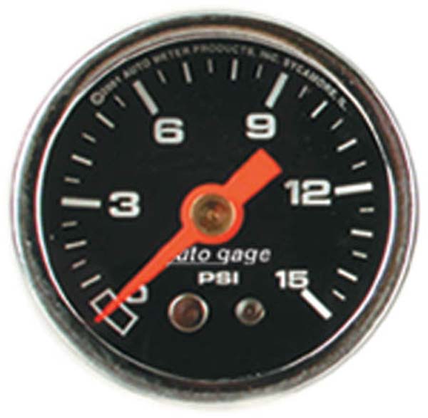 AUTOMETER 1-1/2", Full sweep Mechanical, Black Dial Face, 0-15 psi Auto Meter Auto gage Series Fuel Pressure Gauge AU2172 SR