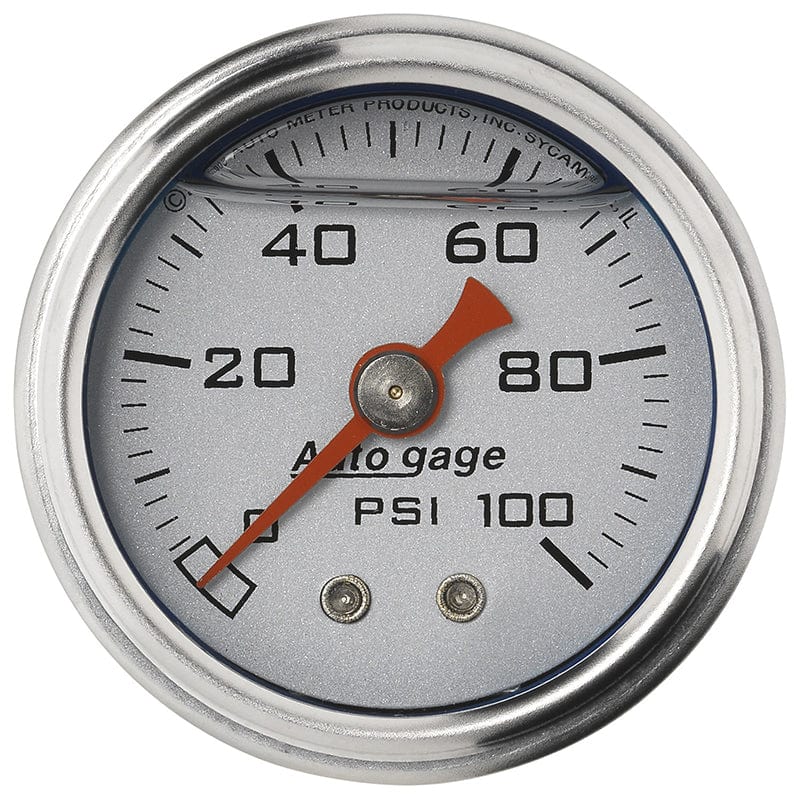 AUTOMETER 1-1/2", Full sweep Mechanical, Silver Dial Face, 0-100 psi Auto Meter Auto gage Series Fuel Pressure Gauge AU2180 SR