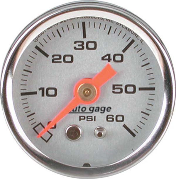 AUTOMETER 1-1/2", Full sweep Mechanical, Silver Dial Face, 0-60 psi Auto Meter Auto gage Series Fuel Pressure Gauge AU2179 SR