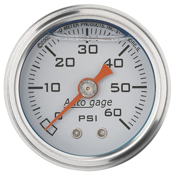 AUTOMETER 1-1/2", Full sweep Mechanical, White Dial Face, 0-60 psi Auto Meter Auto gage Series Fuel Pressure Gauge AU2176 SR