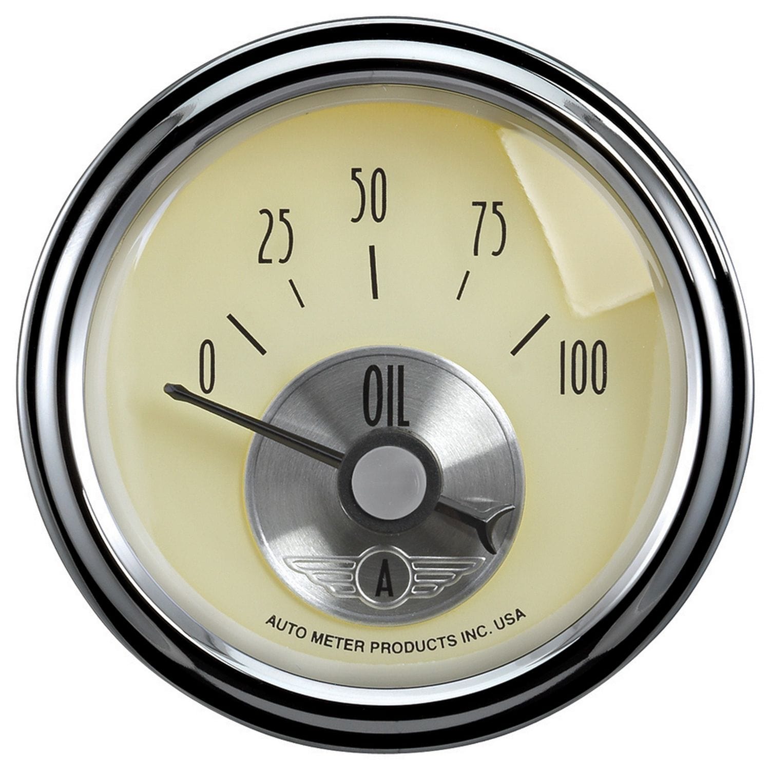AUTOMETER 2-1/16", 0-100psi, Short Sweep Electric Auto Meter Antique Ivory Oil Pressure Gauge AU2027 SR