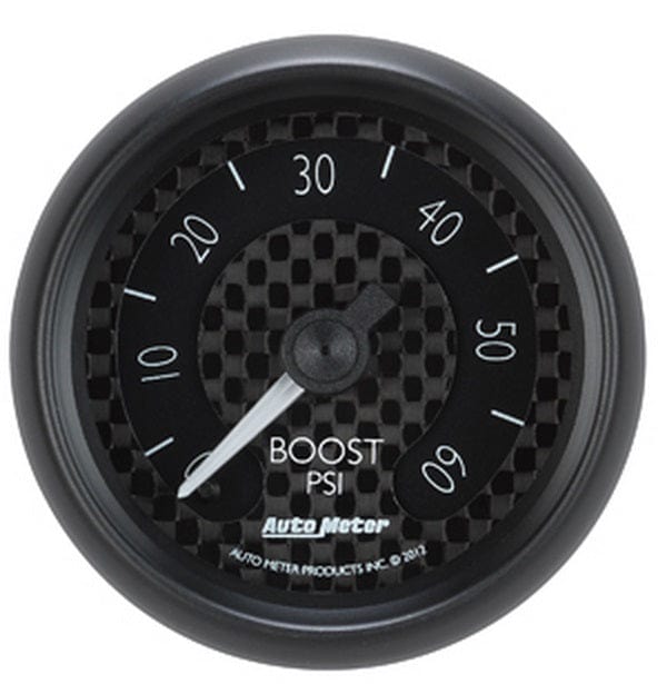 AUTOMETER 2-1/16", Black Carbon Fiber Dial, Full Sweep Mechanical, 0-60 psi Auto Meter GT Series Boost Gauge AU8005 SR