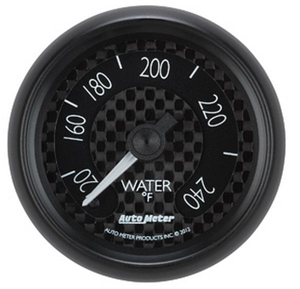 AUTOMETER 2-1/16", Black carbon Fiber Dial, Full Sweep Mechanical, 120-240°F Auto Meter GT Series Water Temperature Gauge AU8032 SR