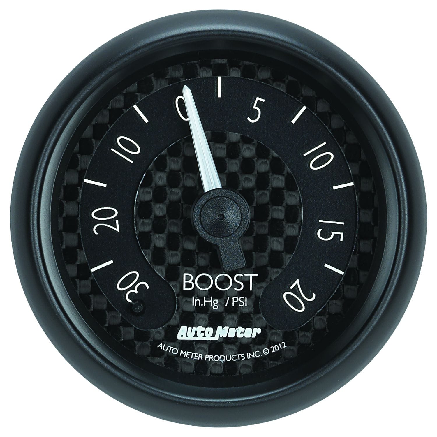 AUTOMETER 2-1/16", Black Carbon Fiber Dial, Full Sweep Mechanical, 30 in hg / 2 Auto Meter GT Series Boost Gauge AU8001 SR