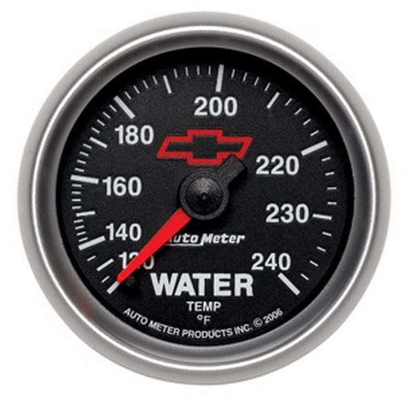 AUTOMETER 2-1/16", Black Dial, Full Sweep Mechanical, 120-240°F Auto Meter Chev Bow-Tie Water Temperature Gauge AU3632-00406 SR