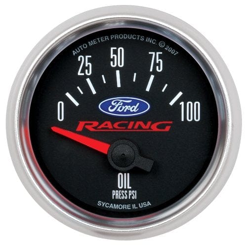 AUTOMETER 2-1/16", Black Dial, Short Sweep Electric, 0-100 psi Auto Meter Ford Racing Oil Pressure Gauge AU880076 SR
