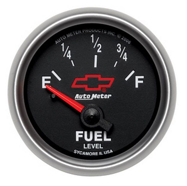 AUTOMETER 2-1/16", Black Dial, Short Sweep Electric, 0-90 ohm Auto Meter Chev Bow-Tie Fuel Level Gauge AU3613-00406 SR