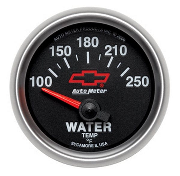 AUTOMETER 2-1/16", Black Dial, Short Sweep Electrical, 120-240°F Auto Meter Chev Bow-Tie Water Temperature Gauge AU3637-00406 SR