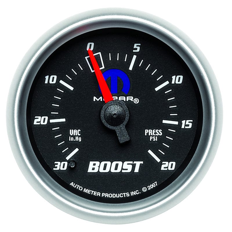 AUTOMETER 2-1/16", Black Dial/Silver Bezel, Full Sweep Mechanical, 30 In. Hg./2 Auto Meter Mopar Boost/Vac Gauge AU880012 SR