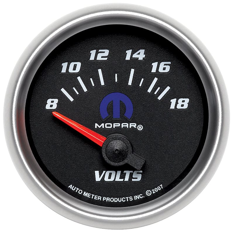 AUTOMETER 2-1/16", Black Dial/Silver Bezel, Short Sweep Electrical, 8-18 Volts Auto Meter Mopar Voltmeter Gauge AU880021 SR