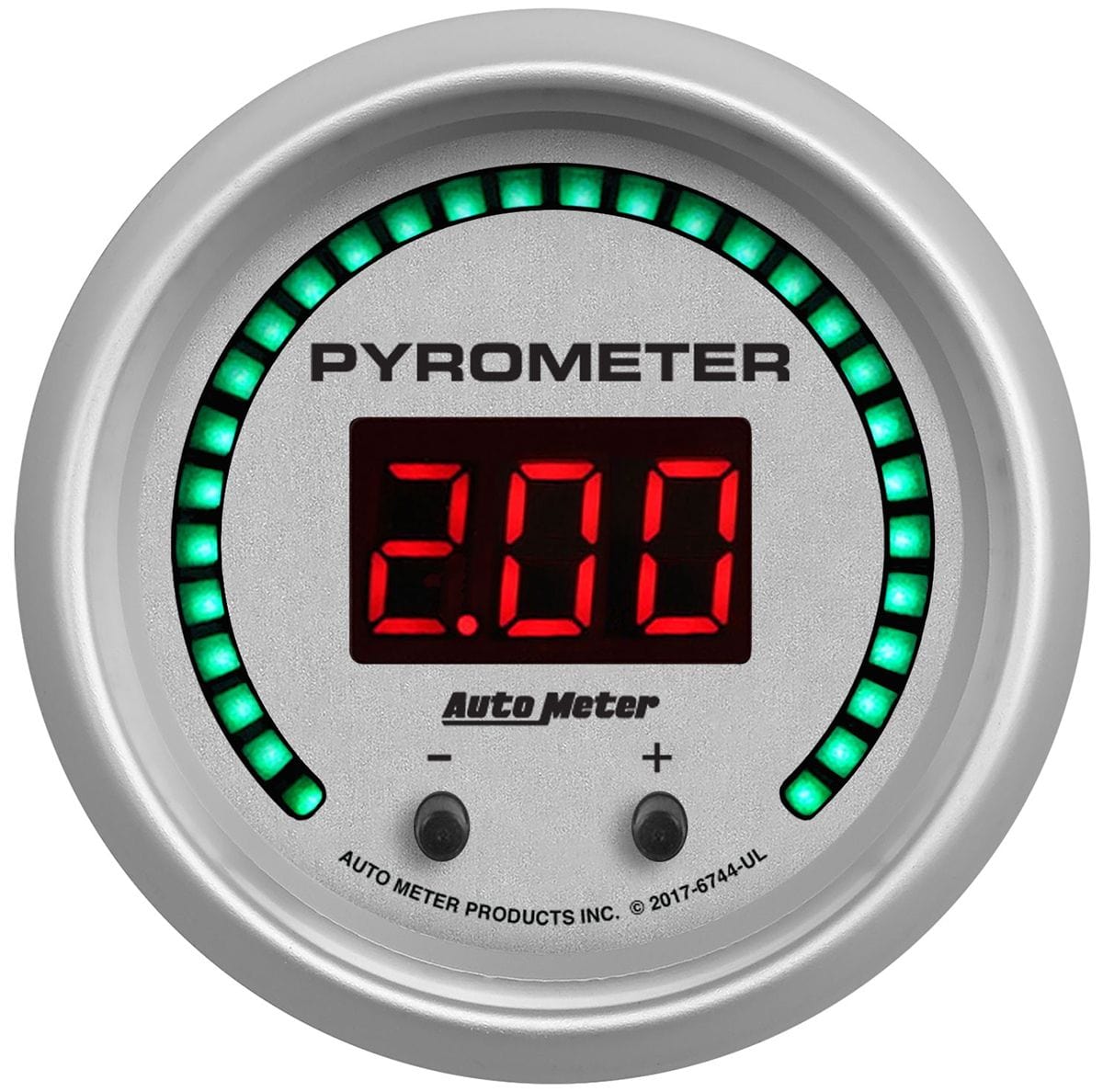 AUTOMETER 2-1/16", Digital, 0-2000°F (0-1100°C) Auto Meter Ultra-Lite Series 2CH Pyrometer (EGT) Gauge AU6744-UL SR