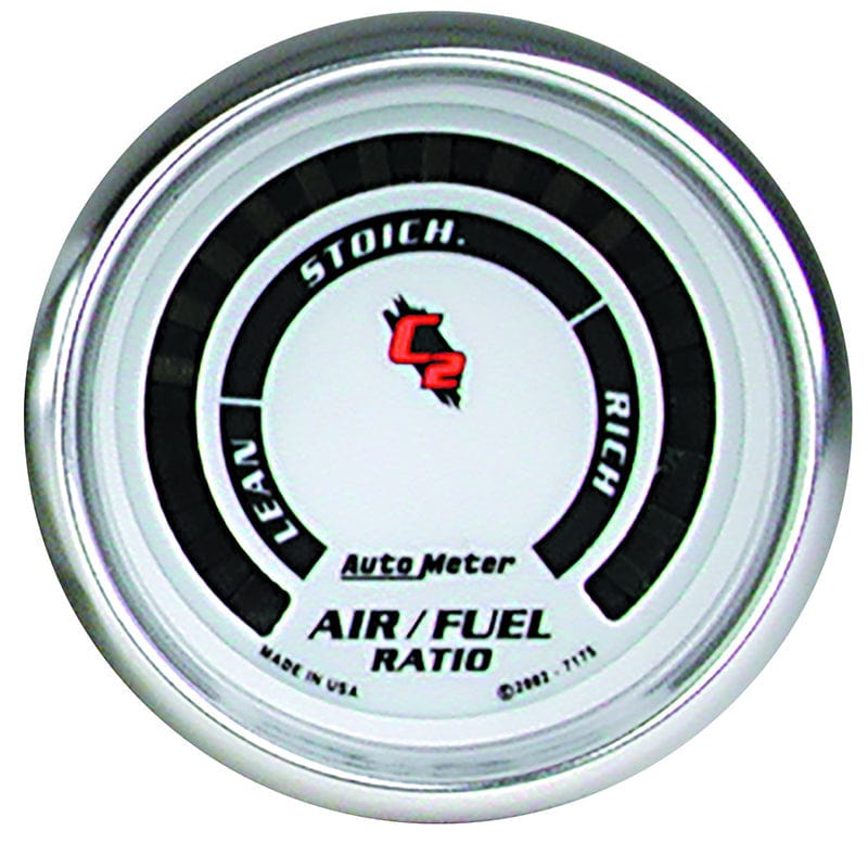 AUTOMETER 2-1/16", Digital, Narrowband, Range: Lean-Rich Auto Meter C2 Series Air / Fuel Ratio Gauge AU7175 SR