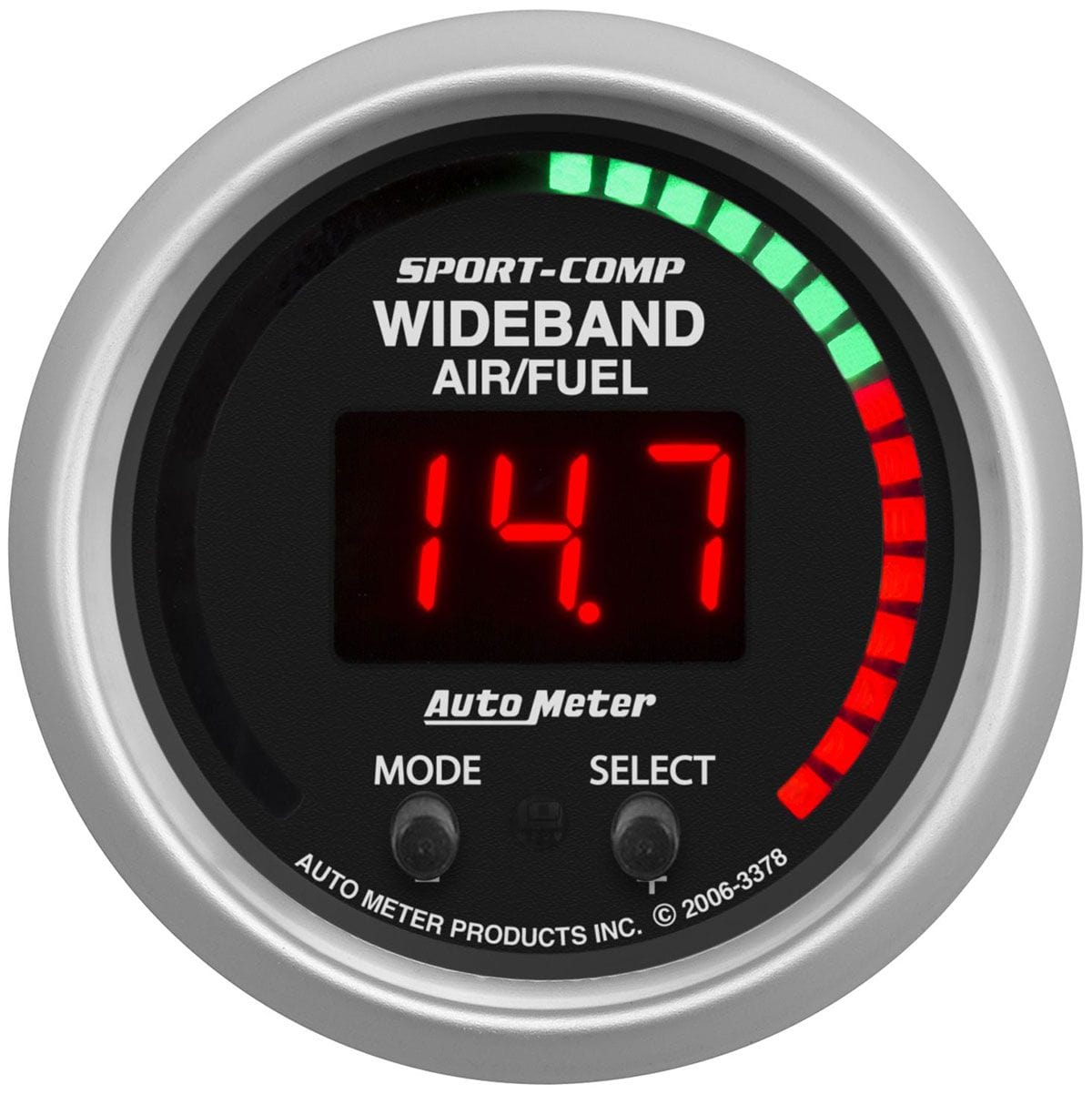 AUTOMETER 2-1/16", Digital, Wideband, Range: AFR or LAMBDA Auto Meter Sport-Comp Air/Fuel Ratio Pro Gauge AU3378 SR