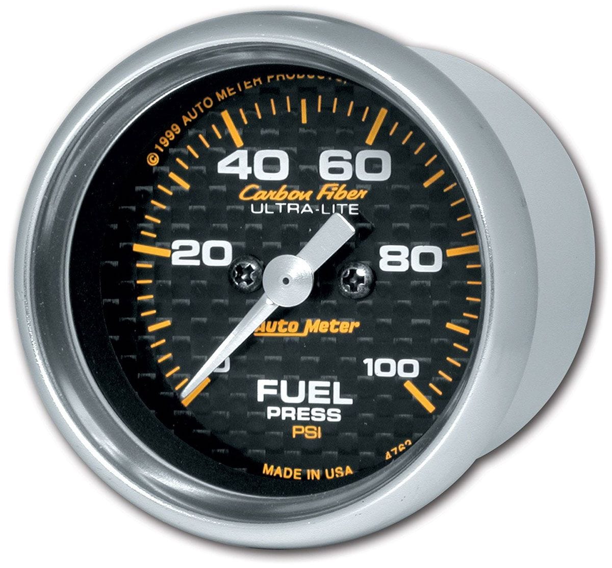 AUTOMETER 2-1/16", Full Sweep Electric, 0-100 psi Auto Meter Carbon Fiber Series Fuel Pressure Gauge AU4763 SR