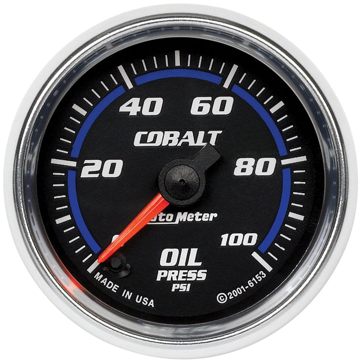 AUTOMETER 2-1/16", Full Sweep Electric, 0-100 psi Auto Meter Cobalt Series Oil Pressure Gauge AU6153 SR