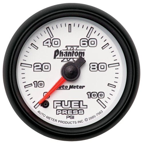AUTOMETER 2-1/16", Full Sweep Electric, 0-100 psi Auto Meter Phantom II Series Fuel Pressure Gauge AU7563 SR