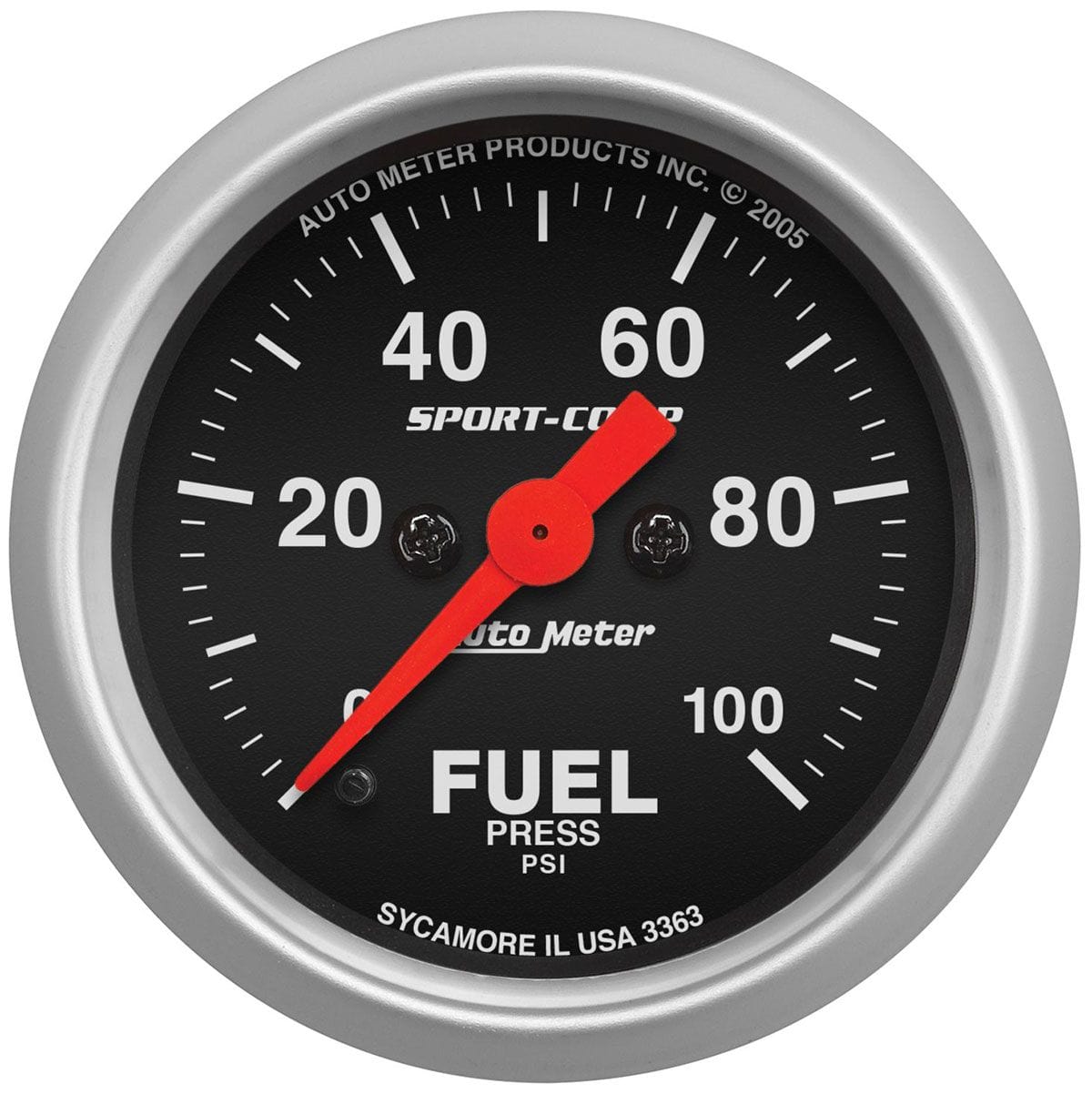 AUTOMETER 2-1/16", Full Sweep Electric, 0-100 psi Auto Meter Sport-Comp Series Fuel Pressure Gauge AU3363 SR
