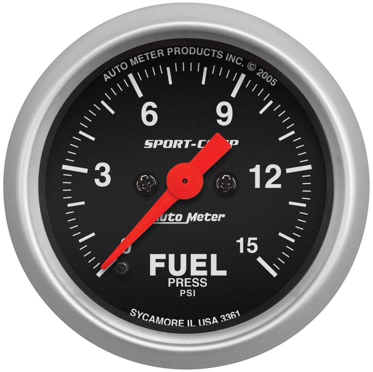 AUTOMETER 2-1/16", Full Sweep Electric, 0-15 psi Auto Meter Sport-Comp Series Fuel Pressure Gauge AU3361 SR
