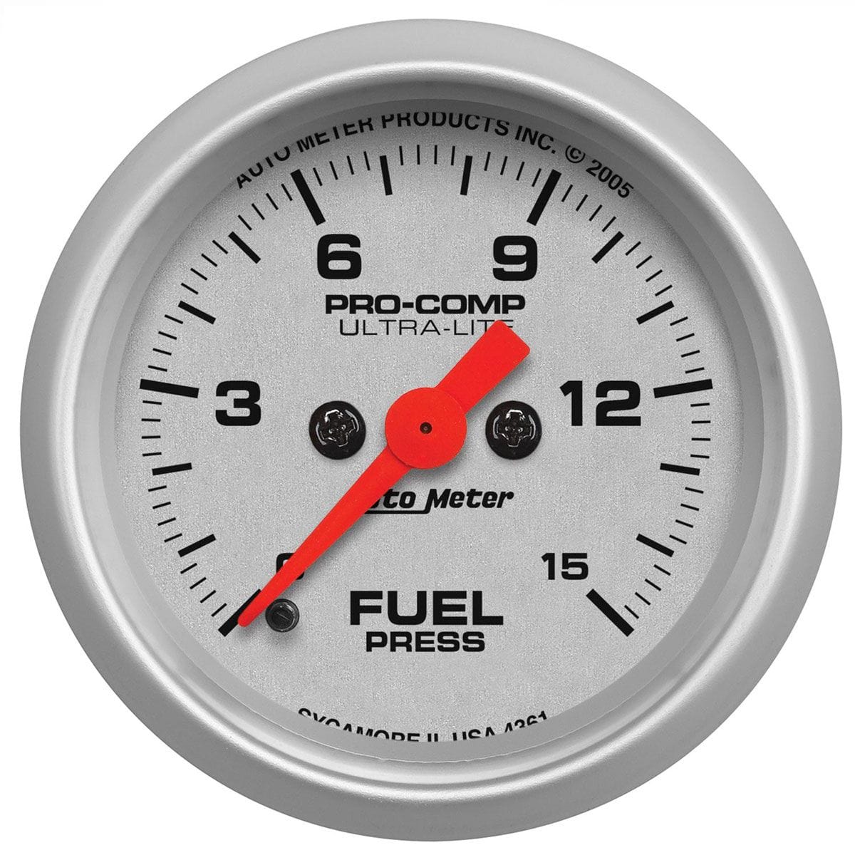 AUTOMETER 2-1/16", Full Sweep Electric, 0-15 psi Auto Meter Ultra-Lite Series Fuel Pressure Gauge AU4361 SR