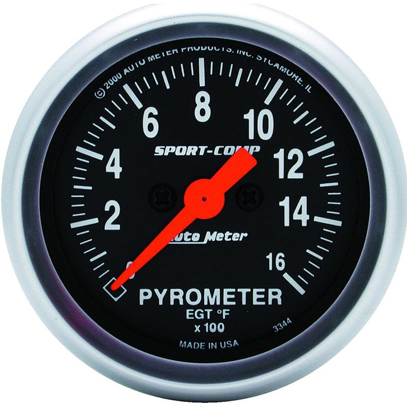 AUTOMETER 2-1/16", Full Sweep Electric, 0-1600°F Auto Meter Sport-Comp Series Pyrometer Gauge AU3344 SR