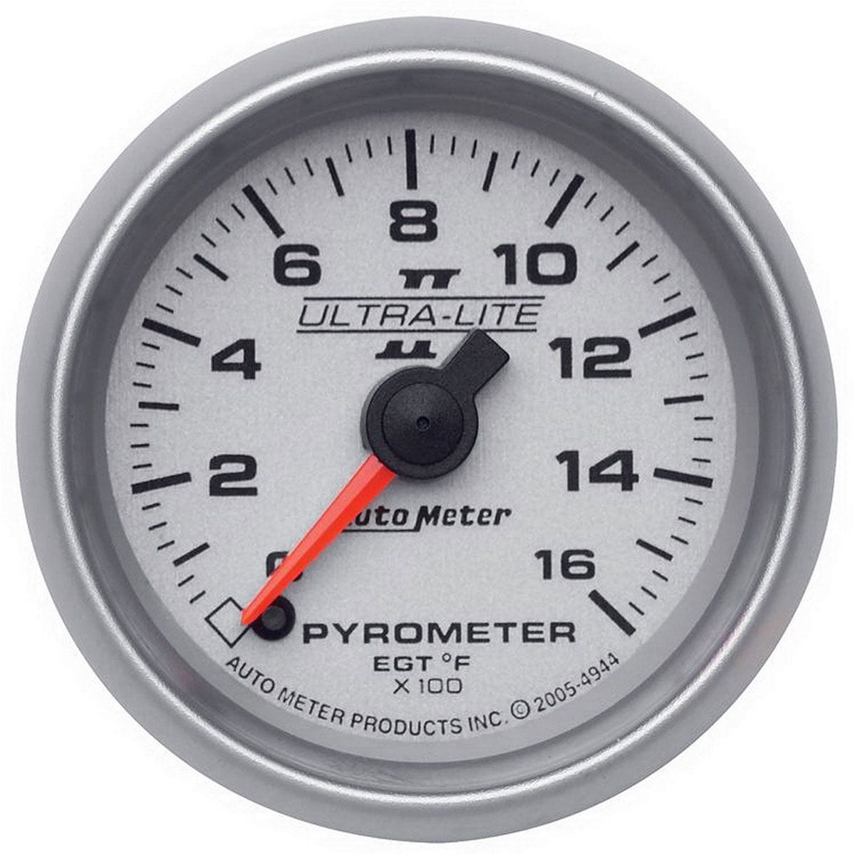 AUTOMETER 2-1/16", Full Sweep Electric, 0-1600°F Auto Meter Ultra-Lite II Series Pyrometer Gauge AU4944 SR