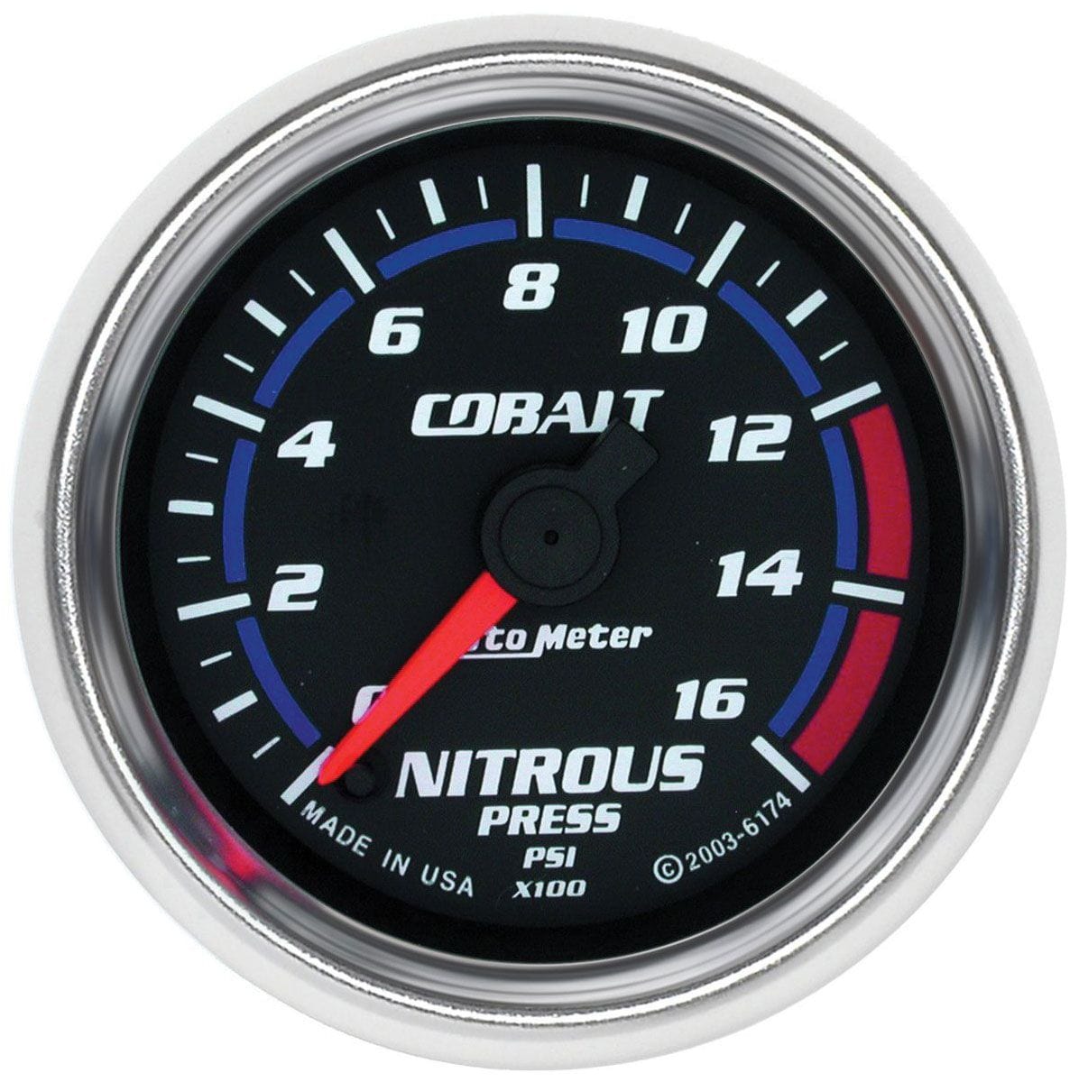AUTOMETER 2-1/16", Full Sweep Electric, 0-1600 psi Auto Meter Cobalt Series Nitrous Pressure Gauge AU6174 SR