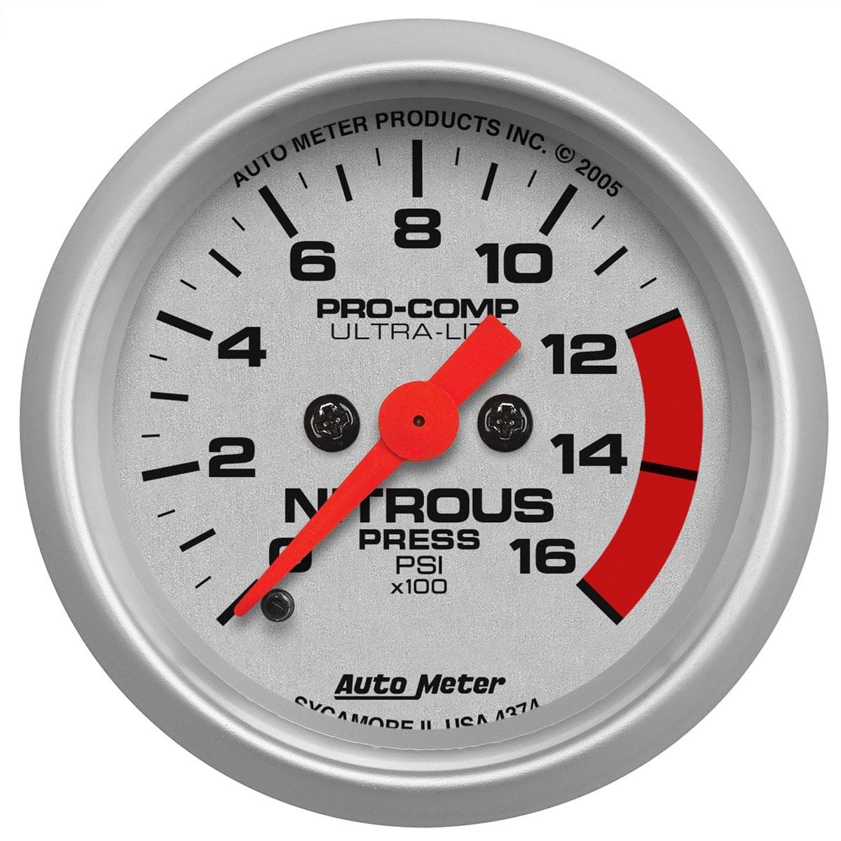 AUTOMETER 2-1/16", Full Sweep Electric, 0-1600 PSI Auto Meter Ultra-Lite Series Nitrous Pressure Gauge AU4374 SR