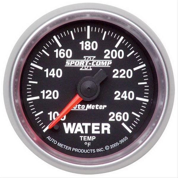 AUTOMETER 2-1/16", Full Sweep Electric, 100-260°F Auto Meter Sport-Comp II Water Temperature Gauge AU3655 SR