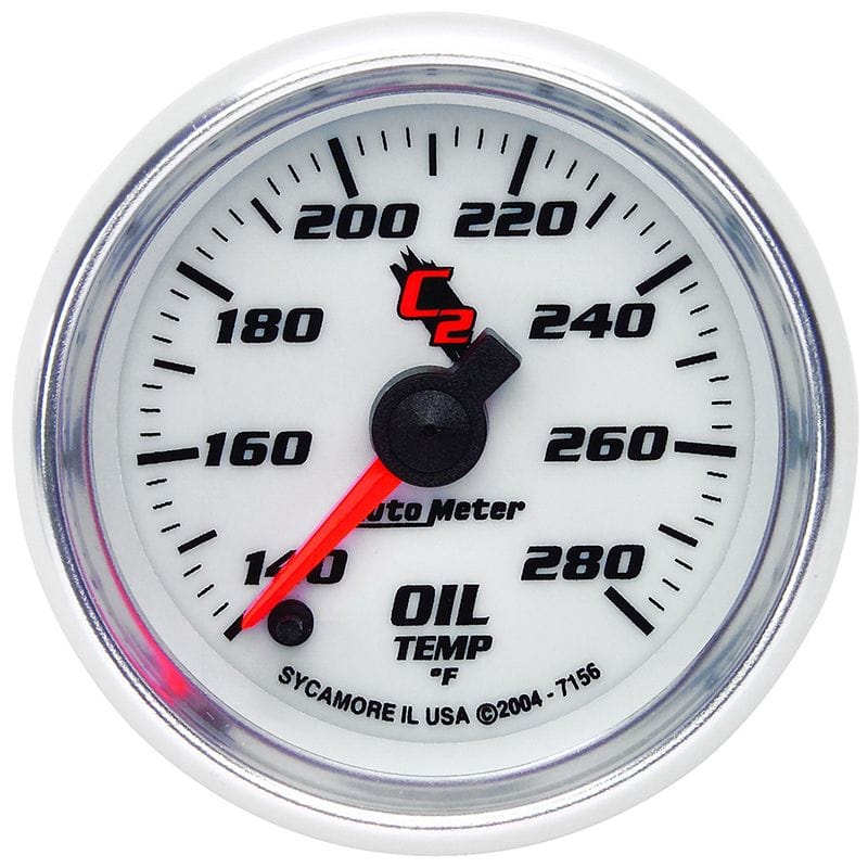 AUTOMETER 2-1/16", Full Sweep Electric, 140-280°F Auto Meter C2 Series Oil Temperature Gauge AU7156 SR