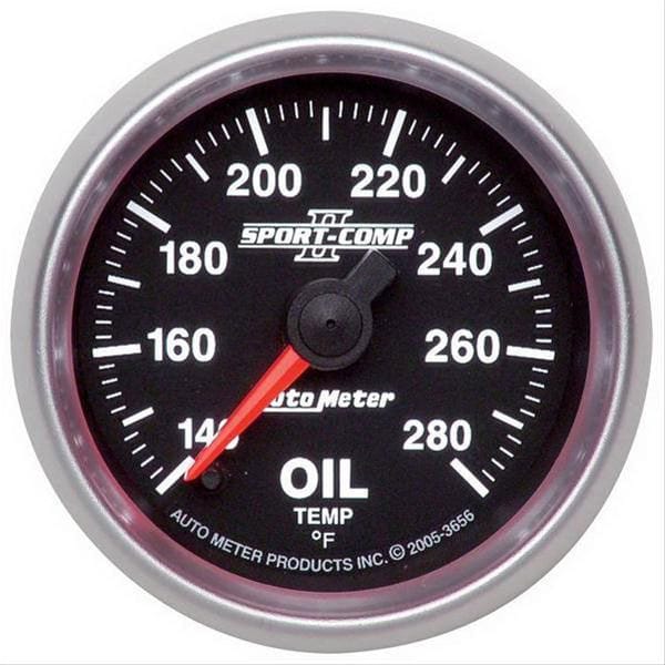AUTOMETER 2-1/16", Full Sweep Electric, 140-280°F Auto Meter Sport-Comp II Oil Temperature Gauge AU3656 SR