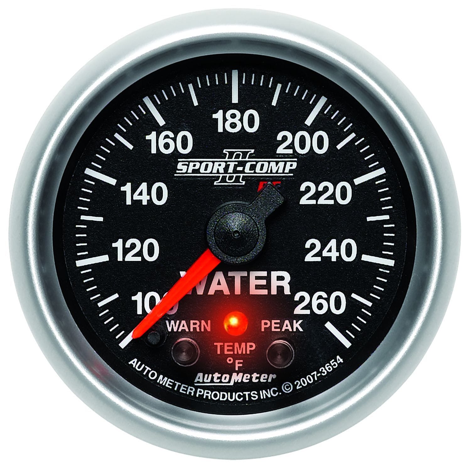 AUTOMETER 2-1/16", Full Sweep Electric, Peak Memory & Warning, 100-260°F Auto Meter Sport-Comp II Water Temperature Gauge AU3654 SR