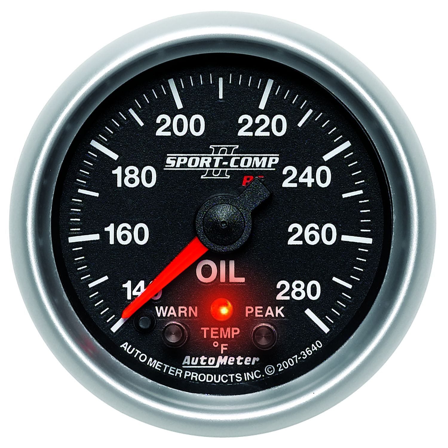 AUTOMETER 2-1/16", Full Sweep Electric, Peak Memory & Warning, 140-280°F Auto Meter Sport-Comp II Oil Temperature Gauge AU3640 SR