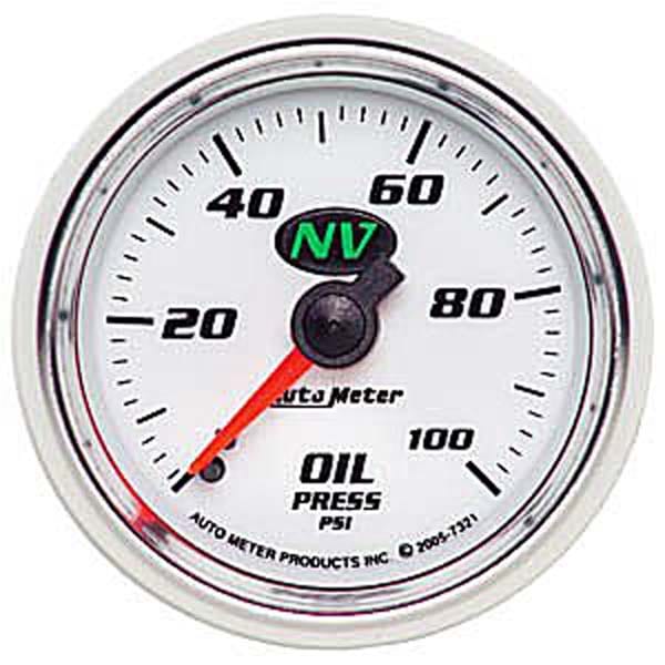 AUTOMETER 2-1/16", Full Sweep Mechanical, 0-100 psi Auto Meter NV Series Oil Pressure Gauge AU7321 SR