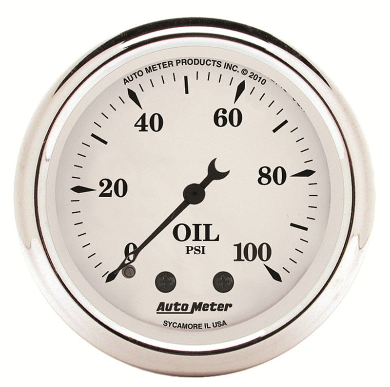 AUTOMETER 2-1/16", Full Sweep Mechanical, 0-100 psi Auto Meter Old Tyme White Oil Pressure Gauge AU1621 SR