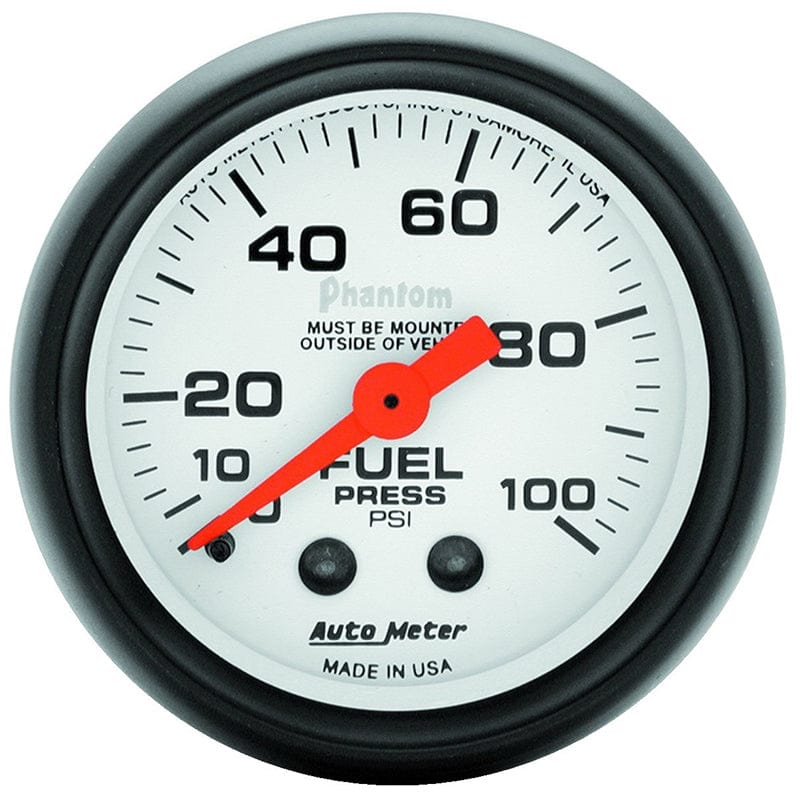 AUTOMETER 2-1/16", Full Sweep Mechanical, 0-100 psi Auto Meter Phantom Series Fuel Pressure Gauge AU5712 SR