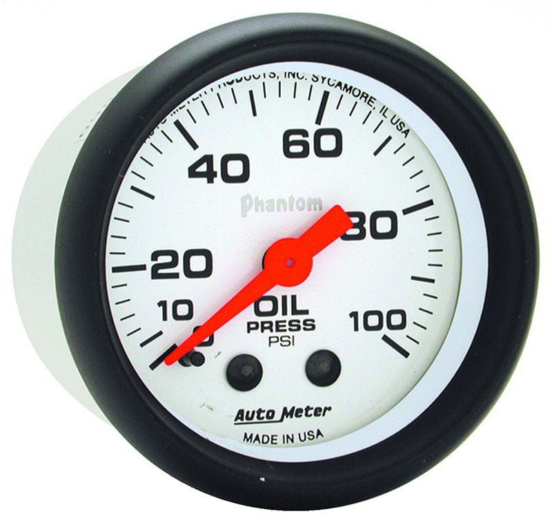 AUTOMETER 2-1/16", Full Sweep Mechanical, 0-100 psi Auto Meter Phantom Series Oil Pressure Gauge AU5721 SR