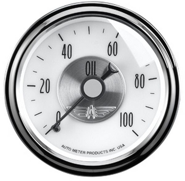 AUTOMETER 2-1/16", Full Sweep Mechanical 0-100 psi Auto Meter Prestige Series - Pearl Oil Pressure Gauge AU2023 SR