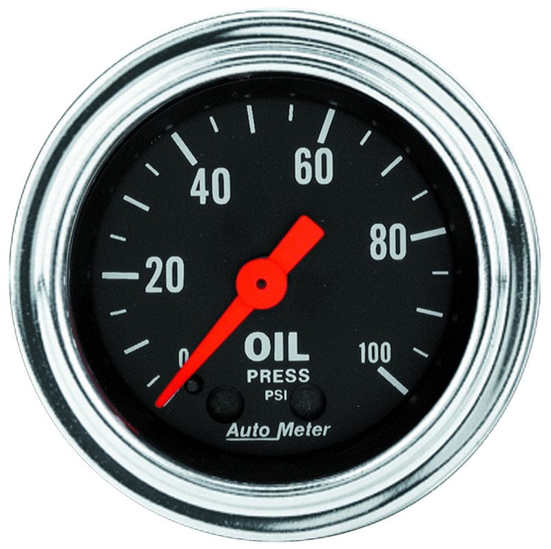 AUTOMETER 2-1/16", Full Sweep Mechanical, 0-100 psi Auto Meter Traditional Chrome Series Oil Pressure Gauge AU2421 SR