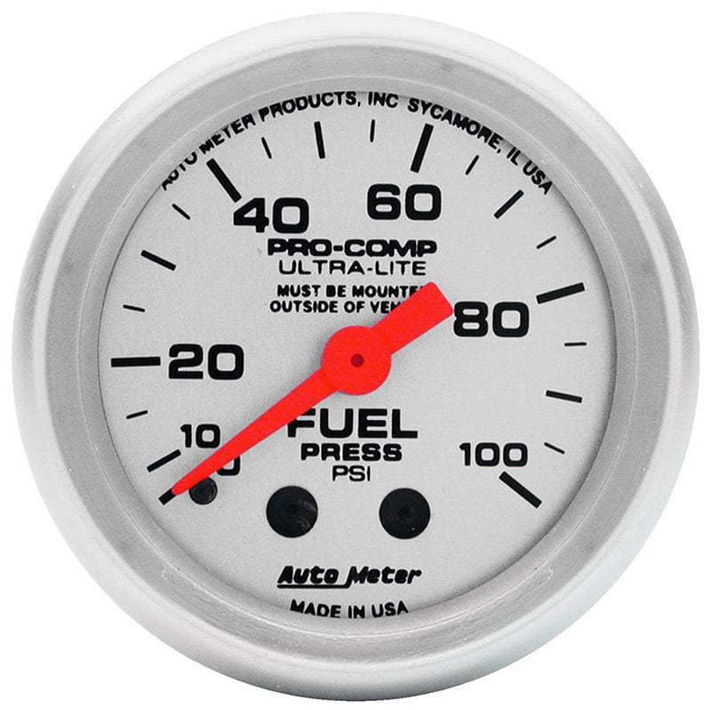 AUTOMETER 2-1/16", Full Sweep Mechanical, 0-100 psi Auto Meter Ultra-Lite Series Fuel Pressure Gauge AU4312 SR