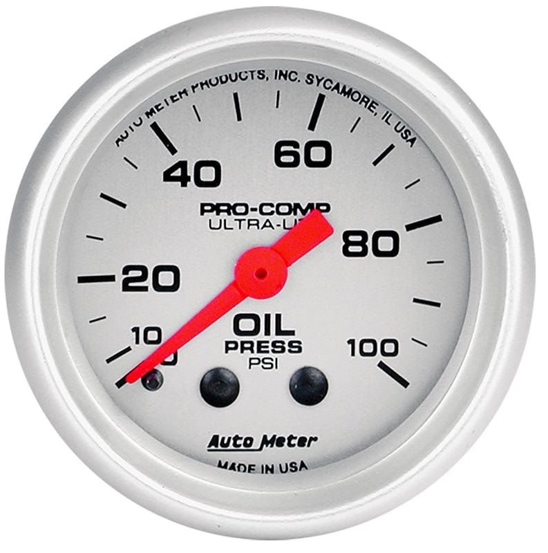AUTOMETER 2-1/16", Full Sweep Mechanical, 0-100 psi Auto Meter Ultra-Lite Series Oil Pressure Gauge AU4321 SR