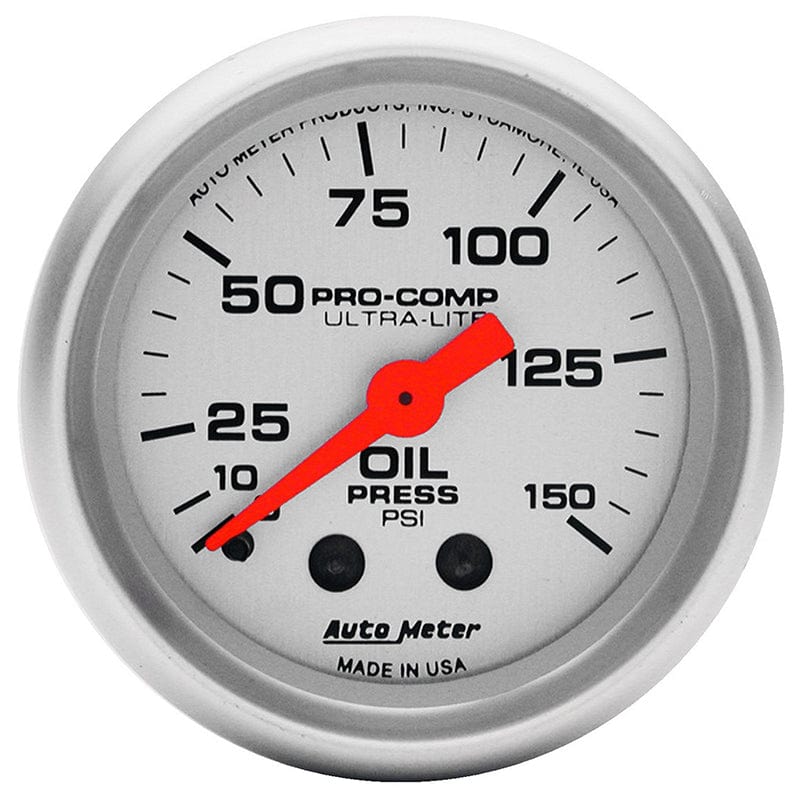 AUTOMETER 2-1/16", Full Sweep Mechanical, 0-150 psi Auto Meter Ultra-Lite Series Oil Pressure Gauge AU4323 SR