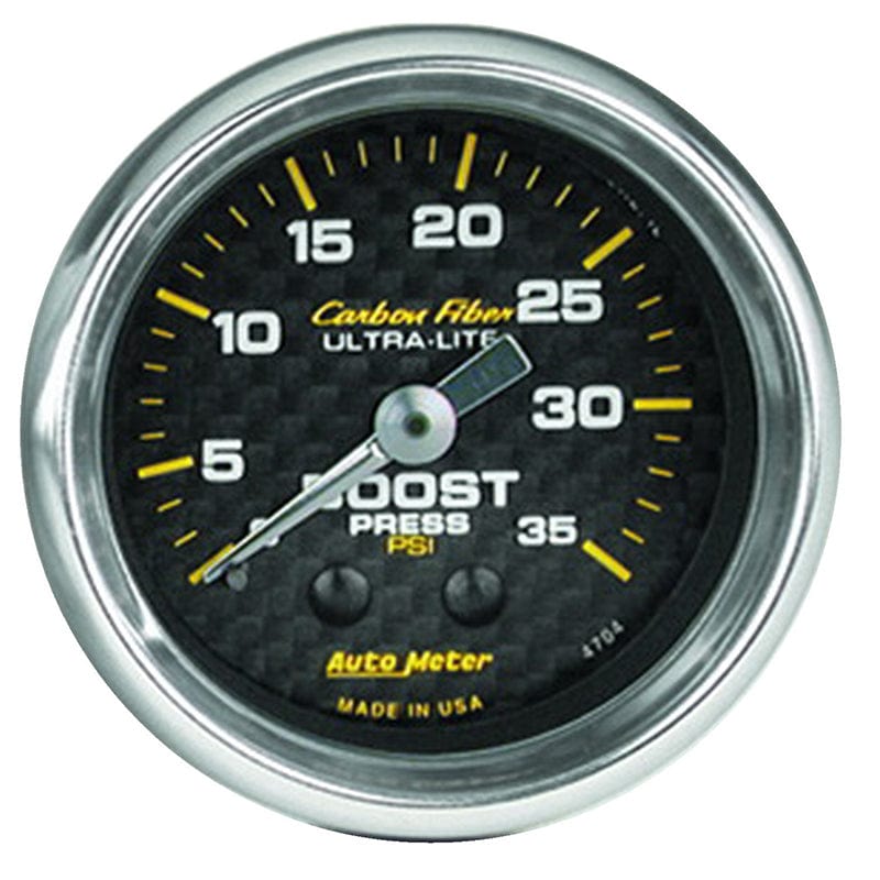 AUTOMETER 2-1/16" , Full Sweep Mechanical, 0-35 psi Auto Meter Carbon Fiber Series Boost Gauge AU4704 SR